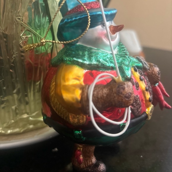 Vintage Hand Blown Snowman Cowboy With Lasso Christmas Ornament - Picture 3 of 8